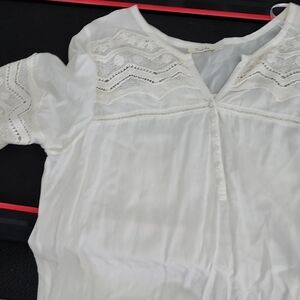 White Lace Detail Women's Top